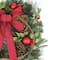 24" Red Ball Ornaments & Pinecones Artificial Pine Wreath